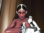 Cymmetra from Overwatch catches a massive cumshot
