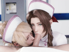 Lunafreya and Aerith blowjob, Final fantasy by Lazy Procrastinator