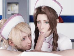 Lunafreya and Aerith blowjob, Final fantasy by Lazy Procrastinator