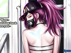 Flipping me over and sticking your face in my pussy, Akali from League of Legends, catches a spy by SoxxieJOI