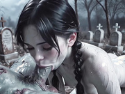 Wednesday and his dead friends try every hole to the depths, Wednesday vs Zombie, Double Penetration by AiPorn