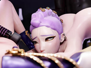 K-POP Witch Hunter Team, After Dark - Rumi, Zoe, and Mira Take Turns Being Penetrated by Black and White Giant Cocks by HunterTrix