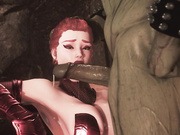 Redhead slut deepens her throat - Orc Cave part 1 by Attlantys