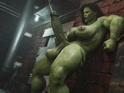 She-Hulk jerk huge cock by Amazonium3D