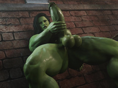 She-Hulk jerk huge cock by Amazonium3D
